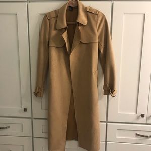 Camel suede trench coat